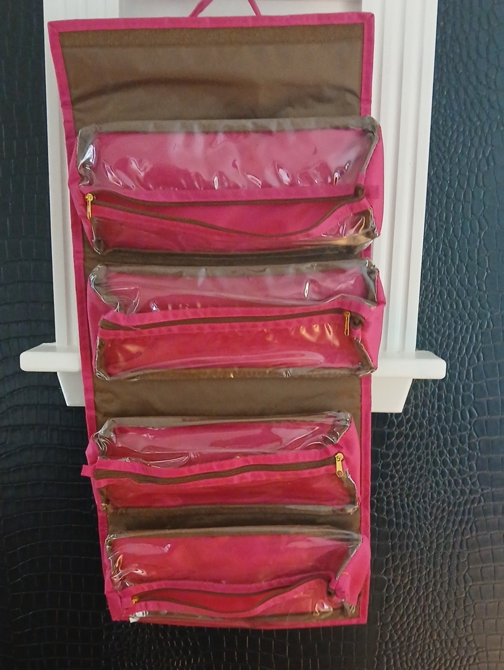 Hanging Pink Clear-Pocket Organizer